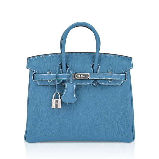 Birkin 25 Bag Blue Jean Togo Leather with Palladium Hardware