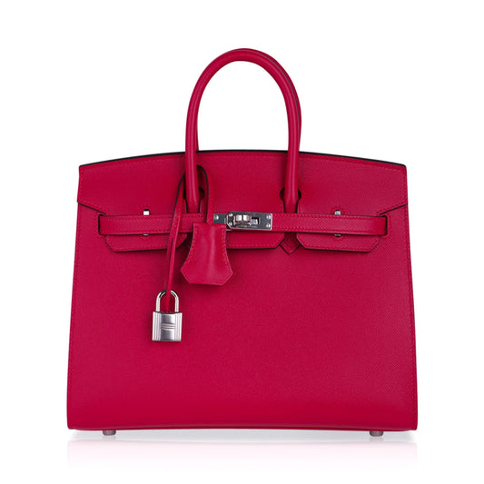 Birkin 25 Sellier Bag Framboise Veau Madame Leather with Palladium Hardware