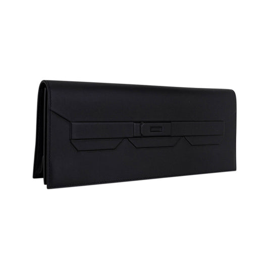 Shadow Birkin Clutch Bag Black Swift Leather